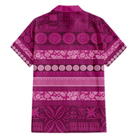 Fiji Marau na Kerisimasi Family Matching Long Sleeve Bodycon Dress and Hawaiian Shirt Pink Tapa Masi Inspired Christmas - Polynesian Pride