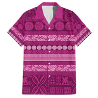 Fiji Marau na Kerisimasi Family Matching Short Sleeve Bodycon Dress and Hawaiian Shirt Pink Tapa Masi Inspired Christmas - Polynesian Pride