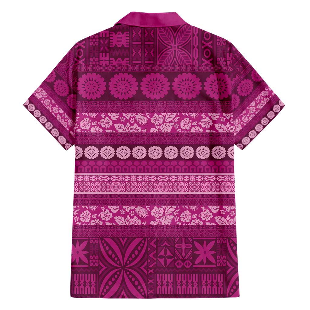Fiji Marau na Kerisimasi Family Matching Short Sleeve Bodycon Dress and Hawaiian Shirt Pink Tapa Masi Inspired Christmas - Polynesian Pride