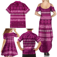 Fiji Marau na Kerisimasi Family Matching Summer Maxi Dress and Hawaiian Shirt Pink Tapa Masi Inspired Christmas - Polynesian Pride