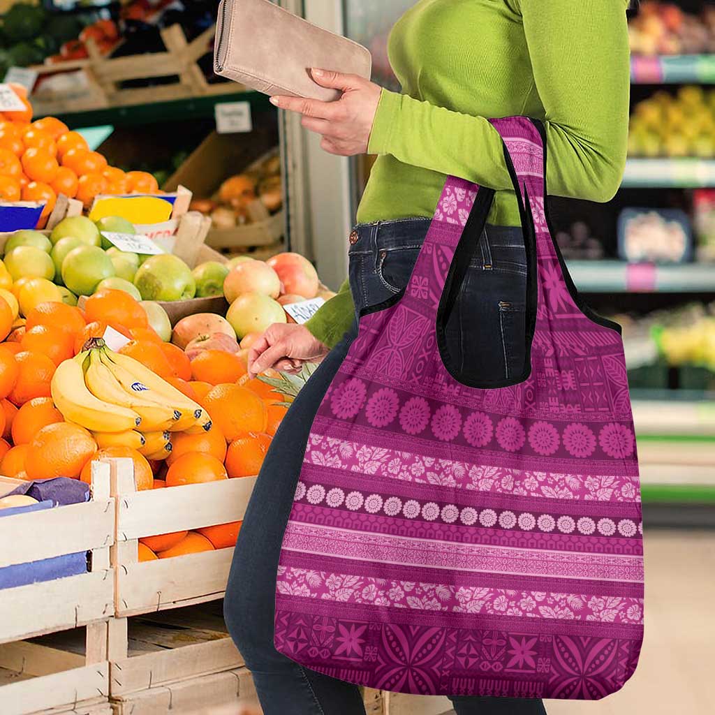 Fiji Marau na Kerisimasi Grocery Bag Pink Tapa Masi Inspired Christmas - Polynesian Pride