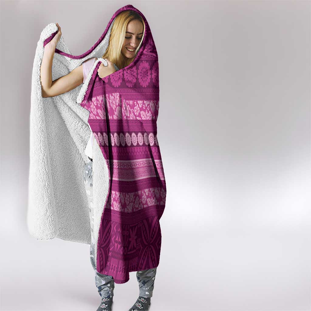 Fiji Marau na Kerisimasi Hooded Blanket Pink Tapa Masi Inspired Christmas - Polynesian Pride