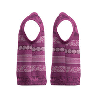 Fiji Marau na Kerisimasi Christmas Knitted V-Neck Vest Pink Tapa Masi Inspired Christmas - Polynesian Pride