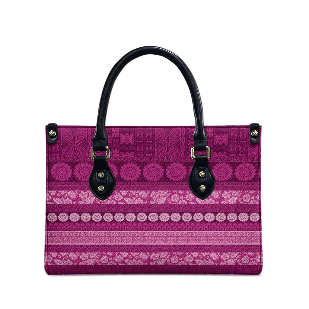 Fiji Marau na Kerisimasi Leather Bag Pink Tapa Masi Inspired Christmas - Polynesian Pride