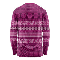 Fiji Marau na Kerisimasi Long Sleeve Shirt Pink Tapa Masi Inspired Christmas - Polynesian Pride