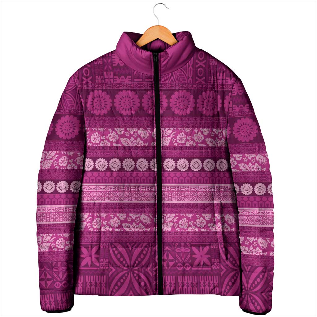 Fiji Marau na Kerisimasi Padded Jacket Pink Tapa Masi Inspired Christmas - Polynesian Pride