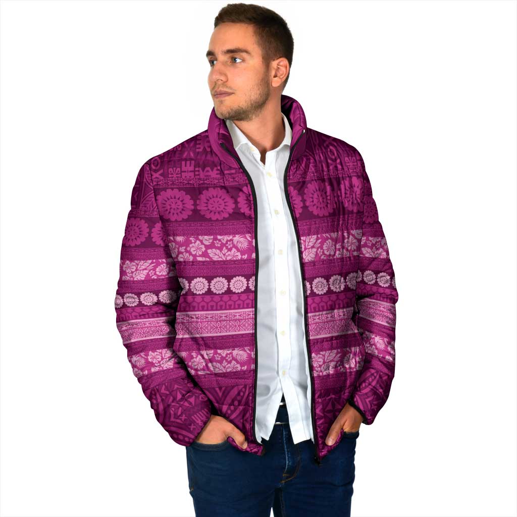 Fiji Marau na Kerisimasi Padded Jacket Pink Tapa Masi Inspired Christmas - Polynesian Pride