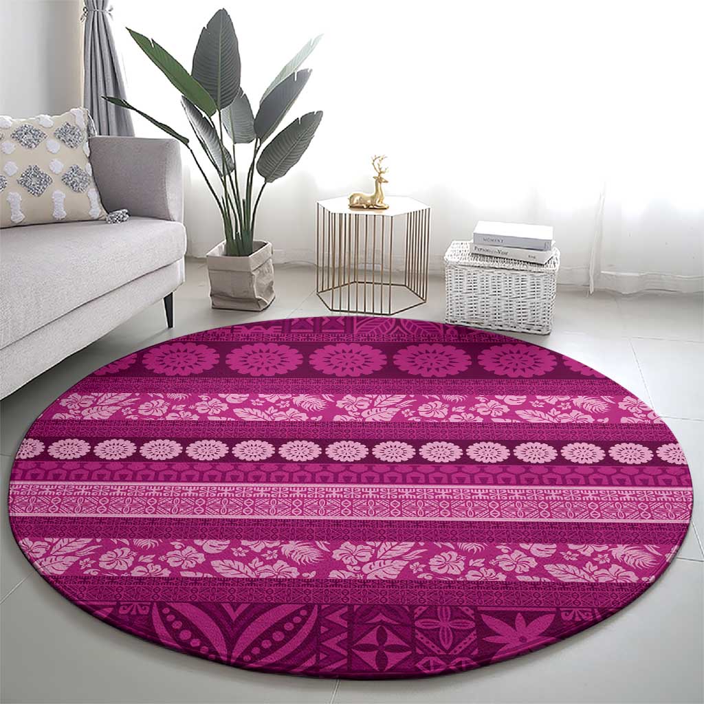 Fiji Marau na Kerisimasi Round Carpet Pink Tapa Masi Inspired Christmas - Polynesian Pride
