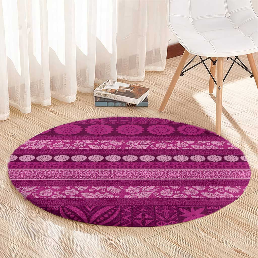 Fiji Marau na Kerisimasi Round Carpet Pink Tapa Masi Inspired Christmas - Polynesian Pride