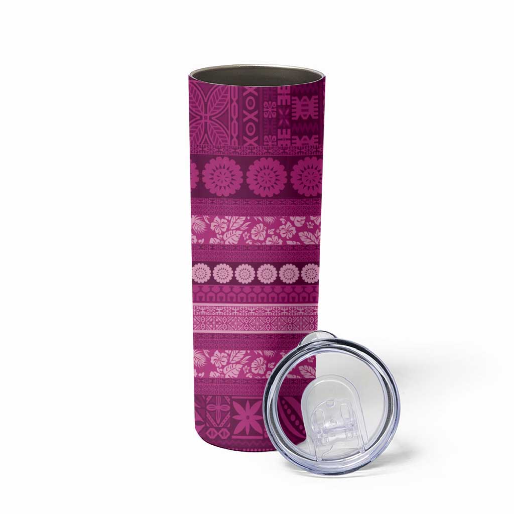 Fiji Marau na Kerisimasi Skinny Tumbler Pink Tapa Masi Inspired Christmas - Polynesian Pride