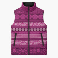 Fiji Marau na Kerisimasi Sleeveless Puffer Jacket Pink Tapa Masi Inspired Christmas - Polynesian Pride