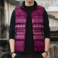 Fiji Marau na Kerisimasi Sleeveless Puffer Jacket Pink Tapa Masi Inspired Christmas - Polynesian Pride