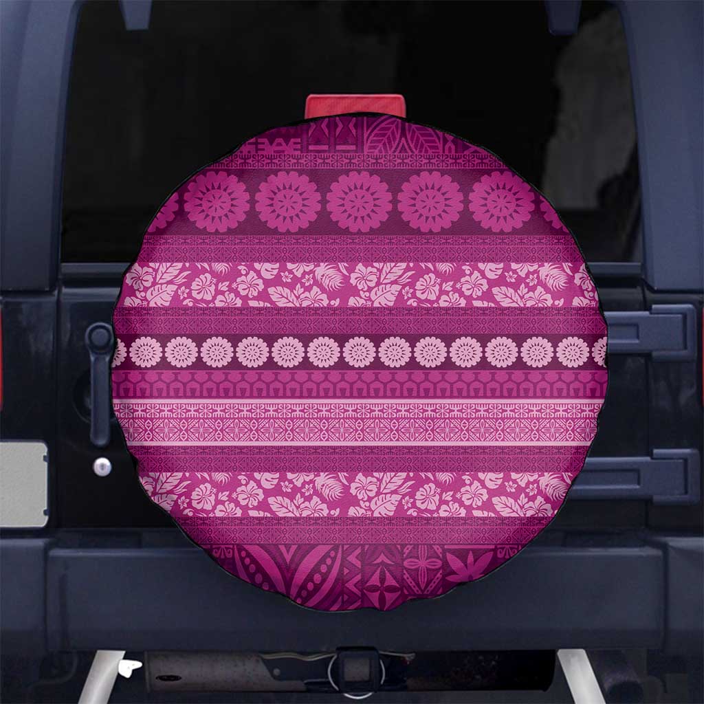 Fiji Marau na Kerisimasi Spare Tire Cover Pink Tapa Masi Inspired Christmas - Polynesian Pride