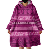 Fiji Marau na Kerisimasi Wearable Blanket Hoodie Pink Tapa Masi Inspired Christmas - Polynesian Pride