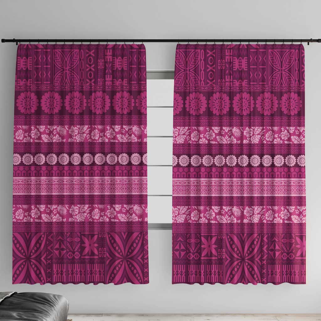 Fiji Marau na Kerisimasi Window Curtain Pink Tapa Masi Inspired Christmas - Polynesian Pride