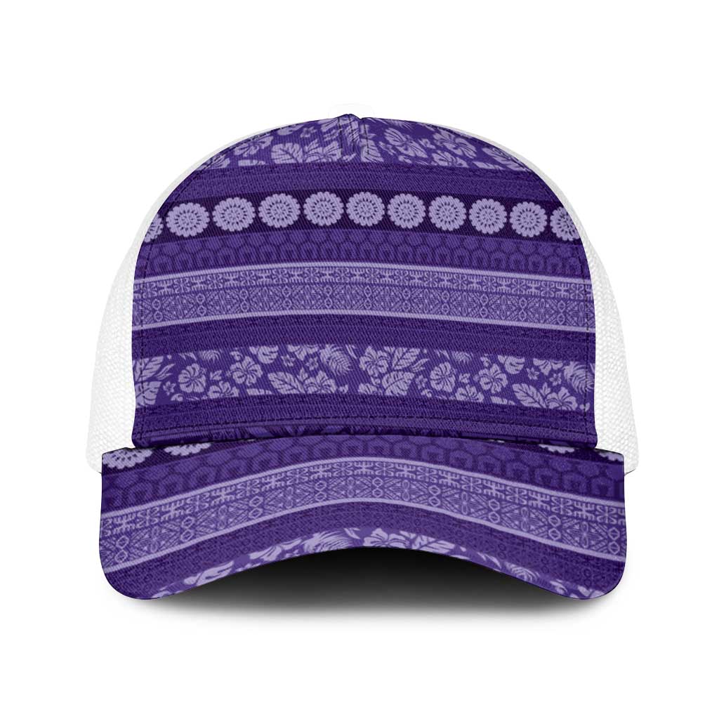 Fiji Marau na Kerisimasi Baseball Net Cap Purple Tapa Masi Inspired Christmas - Polynesian Pride
