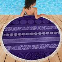 Fiji Marau na Kerisimasi Beach Blanket Purple Tapa Masi Inspired Christmas - Polynesian Pride