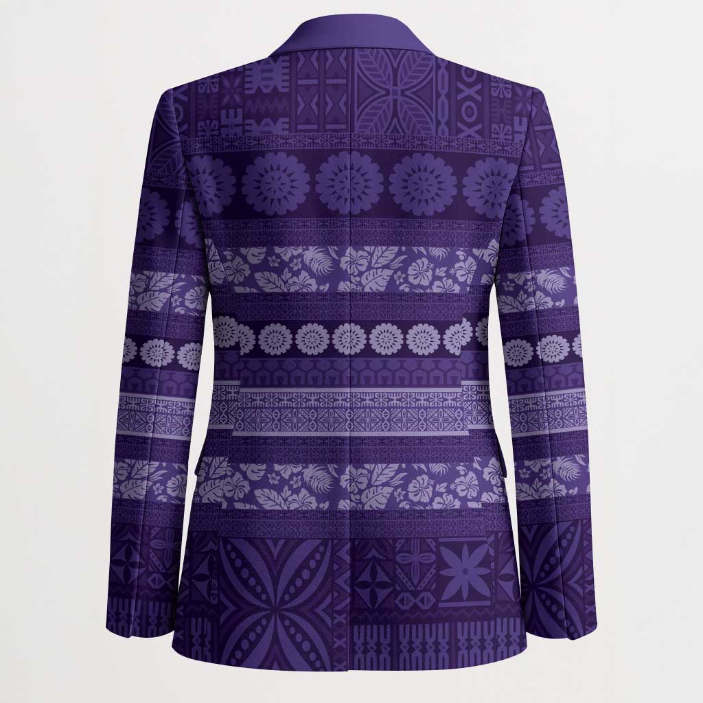 Fiji Marau na Kerisimasi Blazer Purple Tapa Masi Inspired Christmas - Polynesian Pride