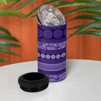 Fiji Marau na Kerisimasi 4 in 1 Can Cooler Tumbler Purple Tapa Masi Inspired Christmas - Polynesian Pride