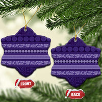 Fiji Marau na Kerisimasi Ceramic Ornament Purple Tapa Masi Inspired Christmas - Polynesian Pride