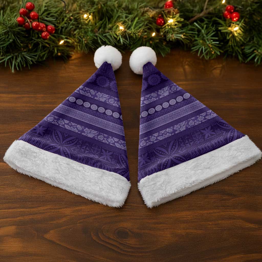 Fiji Marau na Kerisimasi Christmas Santa Hat Purple Tapa Masi Inspired Christmas - Polynesian Pride