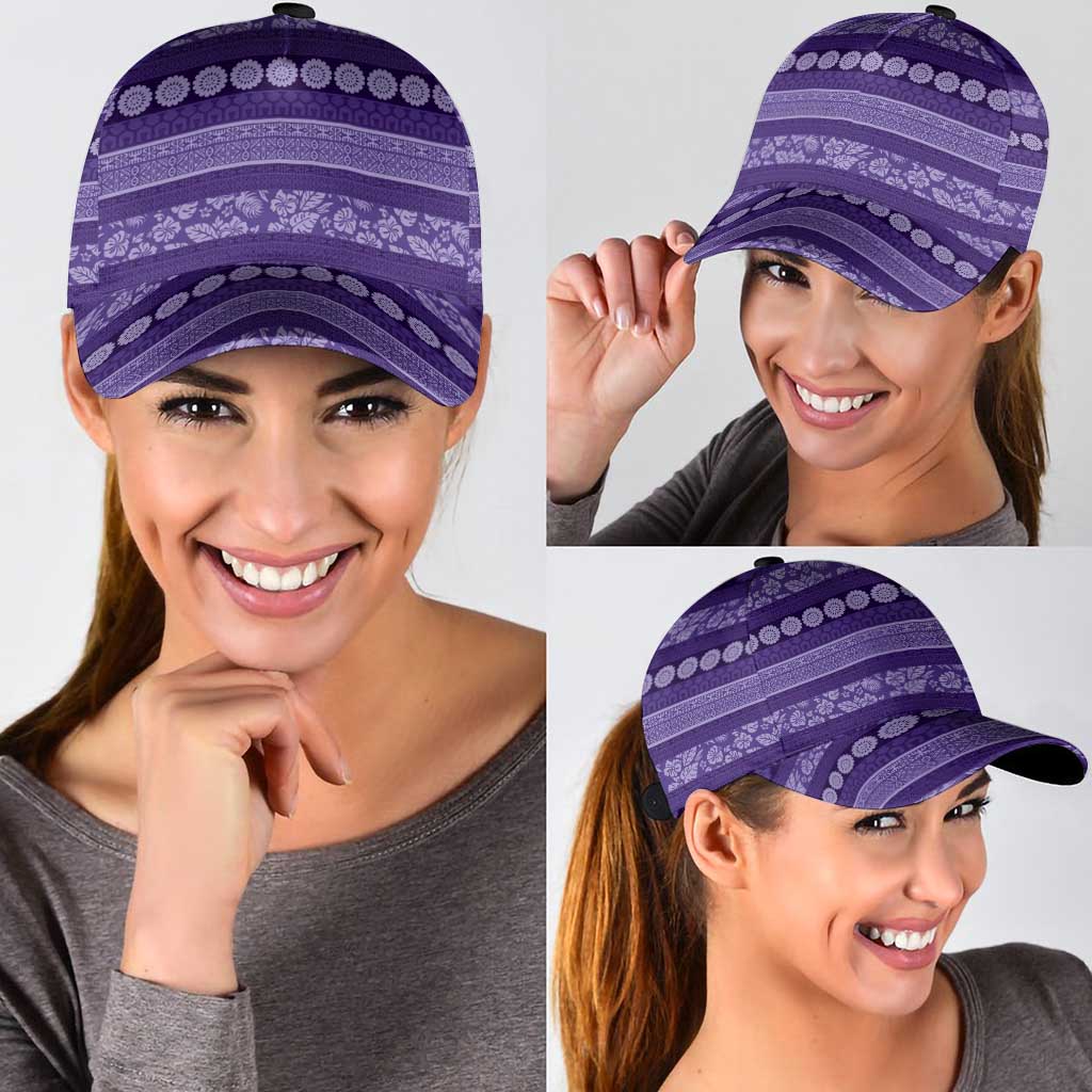 Fiji Marau na Kerisimasi Classic Cap Purple Tapa Masi Inspired Christmas - Polynesian Pride