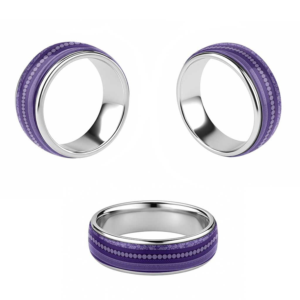 Fiji Marau na Kerisimasi Classic Ring Purple Tapa Masi Inspired Christmas - Polynesian Pride