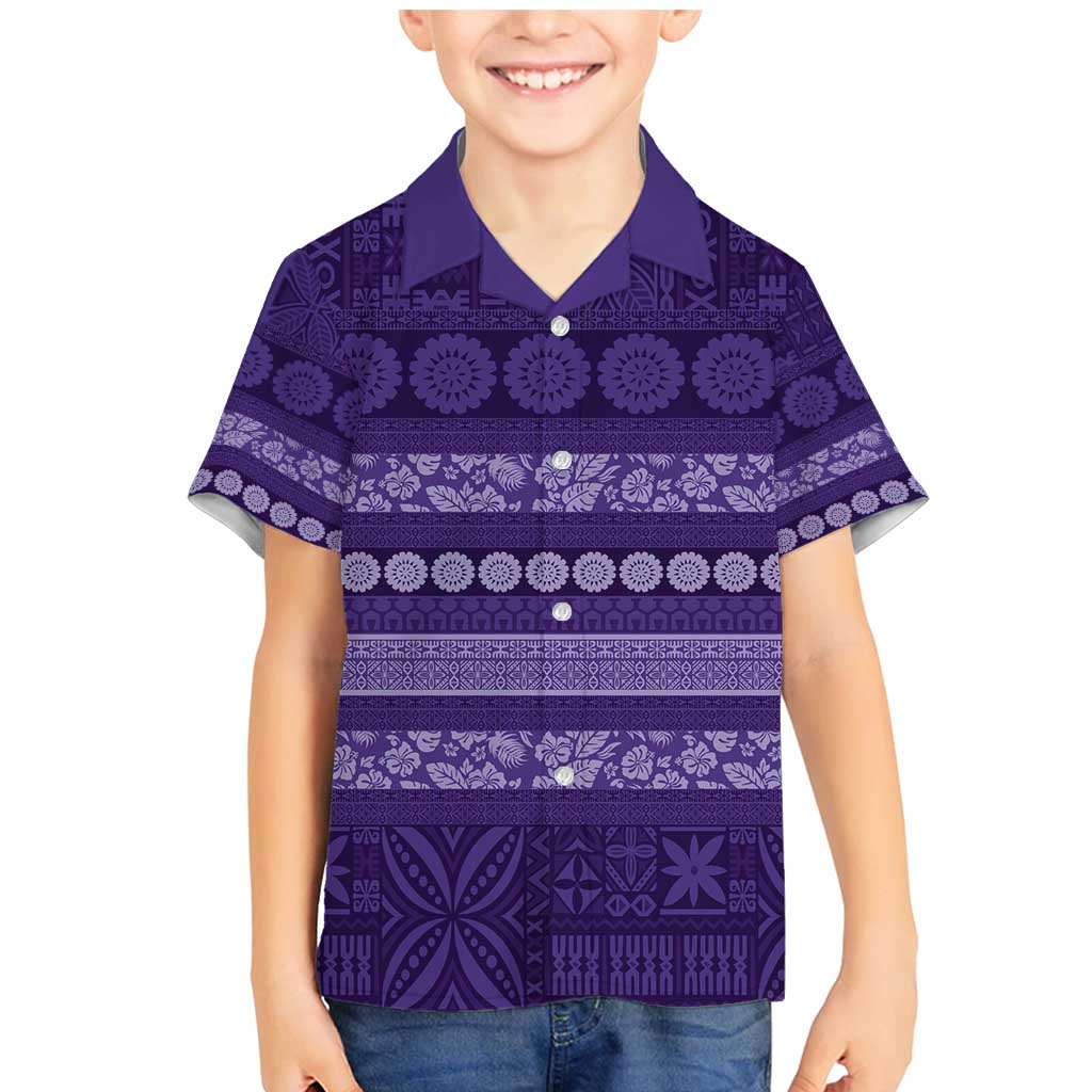 Fiji Marau na Kerisimasi Family Matching Mermaid Dress and Hawaiian Shirt Purple Tapa Masi Inspired Christmas - Polynesian Pride