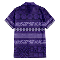 Fiji Marau na Kerisimasi Family Matching Off Shoulder Short Dress and Hawaiian Shirt Purple Tapa Masi Inspired Christmas - Polynesian Pride