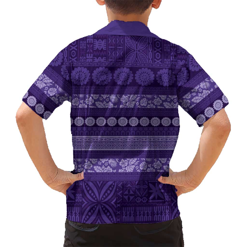 Fiji Marau na Kerisimasi Family Matching Puletasi and Hawaiian Shirt Purple Tapa Masi Inspired Christmas LT9 - Polynesian Pride