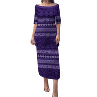 Fiji Marau na Kerisimasi Family Matching Puletasi and Hawaiian Shirt Purple Tapa Masi Inspired Christmas LT9 Mom's Dress Purple - Polynesian Pride