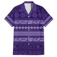 Fiji Marau na Kerisimasi Family Matching Short Sleeve Bodycon Dress and Hawaiian Shirt Purple Tapa Masi Inspired Christmas - Polynesian Pride