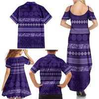 Fiji Marau na Kerisimasi Family Matching Summer Maxi Dress and Hawaiian Shirt Purple Tapa Masi Inspired Christmas - Polynesian Pride