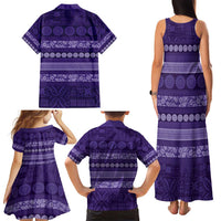 Fiji Marau na Kerisimasi Family Matching Tank Maxi Dress and Hawaiian Shirt Purple Tapa Masi Inspired Christmas - Polynesian Pride