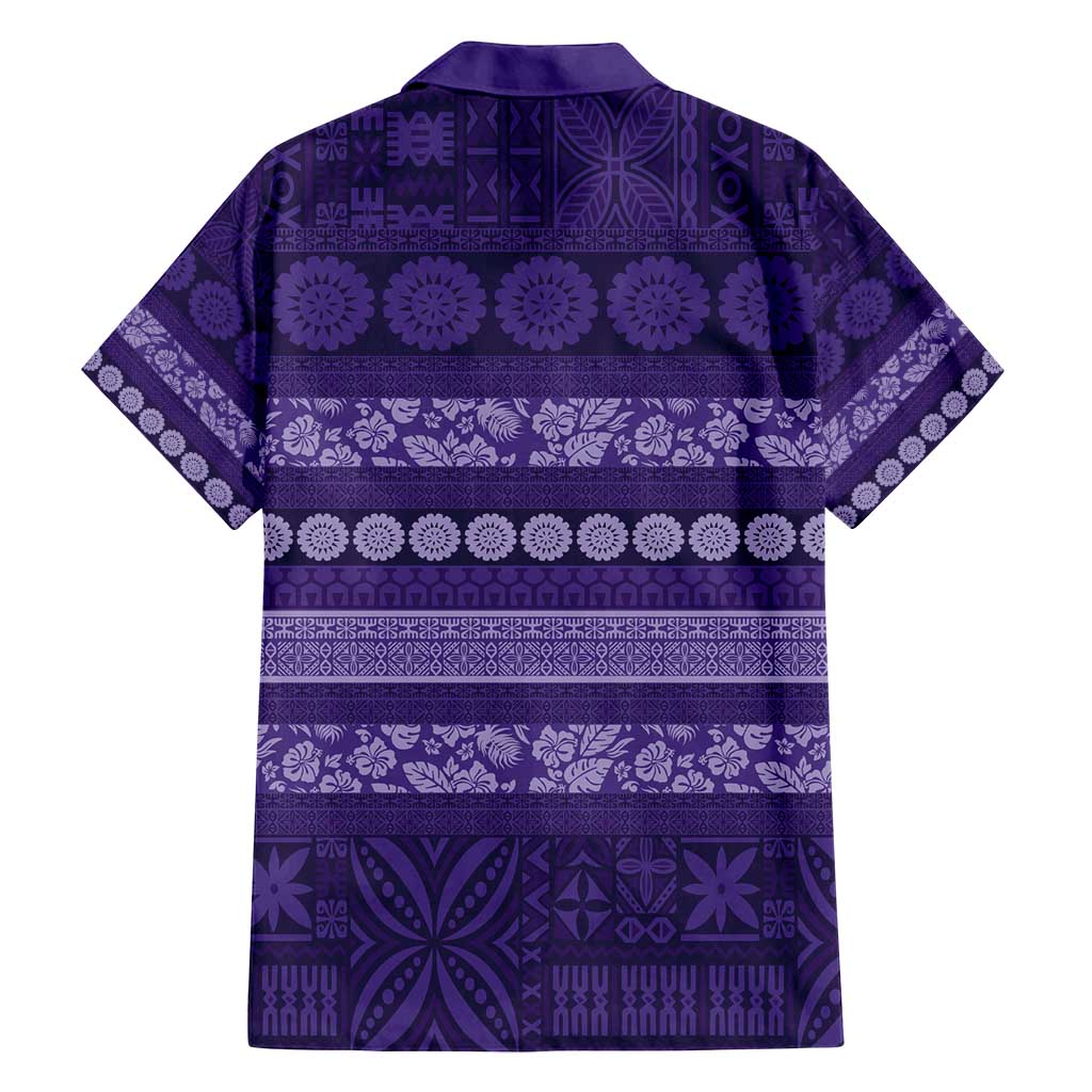 Fiji Marau na Kerisimasi Family Matching Tank Maxi Dress and Hawaiian Shirt Purple Tapa Masi Inspired Christmas - Polynesian Pride