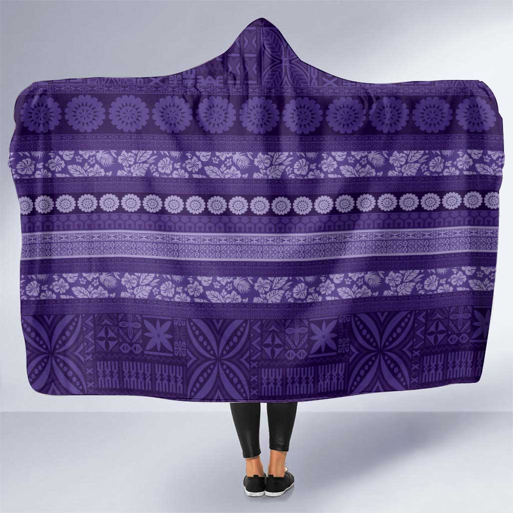 Fiji Marau na Kerisimasi Hooded Blanket Purple Tapa Masi Inspired Christmas - Polynesian Pride