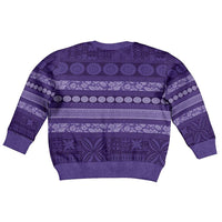 Fiji Marau na Kerisimasi Kid Ugly Christmas Sweater Purple Tapa Masi Inspired Christmas - Polynesian Pride