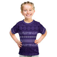 Fiji Marau na Kerisimasi Kid T Shirt Purple Tapa Masi Inspired Christmas - Polynesian Pride