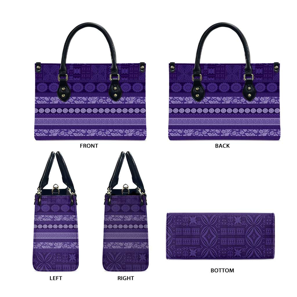 Fiji Marau na Kerisimasi Leather Bag Purple Tapa Masi Inspired Christmas - Polynesian Pride