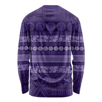 Fiji Marau na Kerisimasi Long Sleeve Shirt Purple Tapa Masi Inspired Christmas - Polynesian Pride