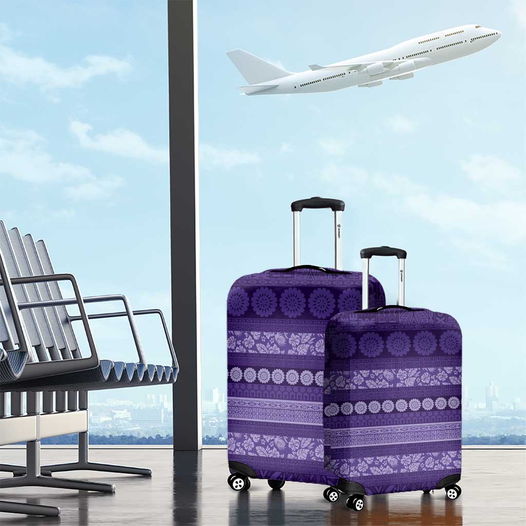 Fiji Marau na Kerisimasi Luggage Cover Purple Tapa Masi Inspired Christmas - Polynesian Pride