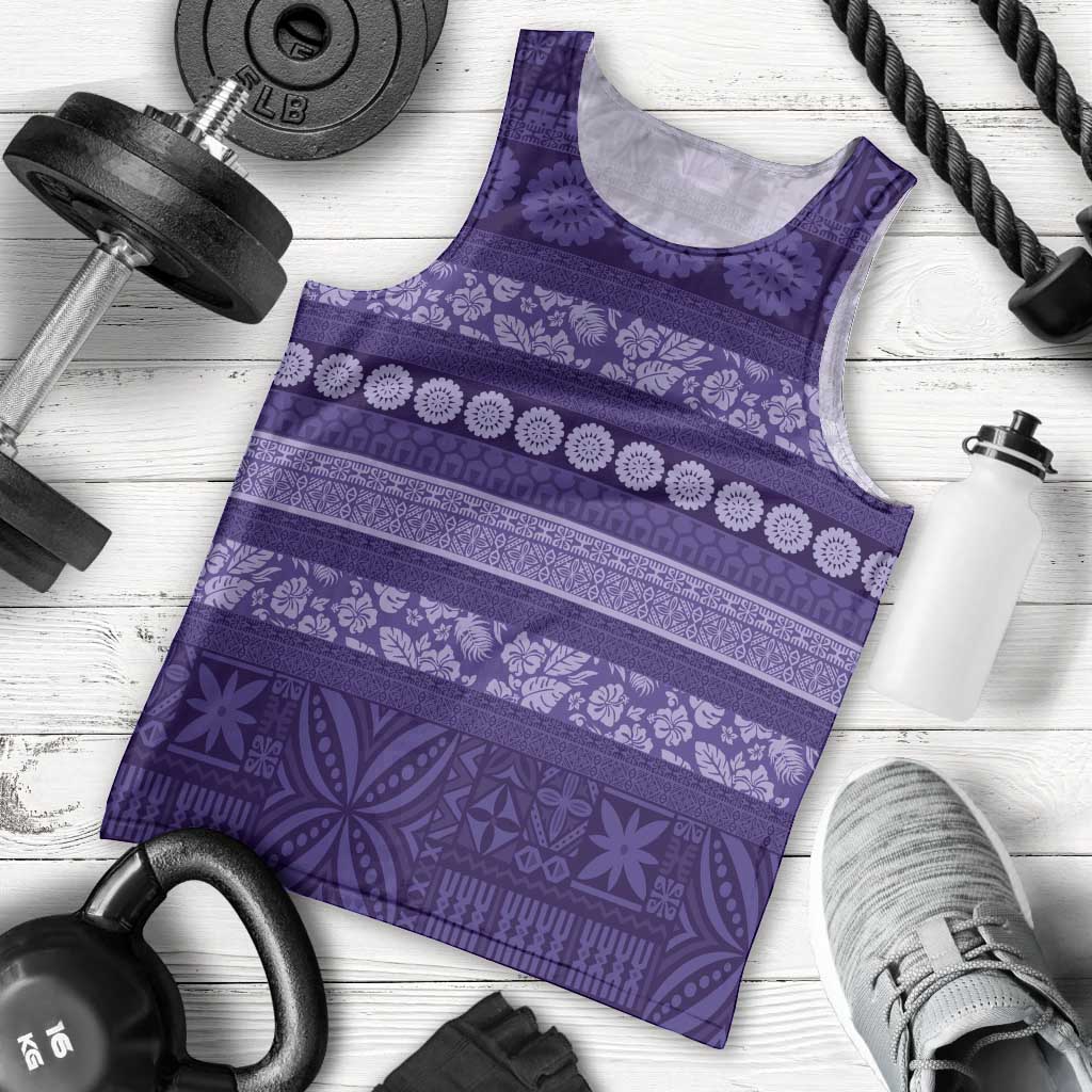 Fiji Marau na Kerisimasi Men Tank Top Purple Tapa Masi Inspired Christmas - Polynesian Pride