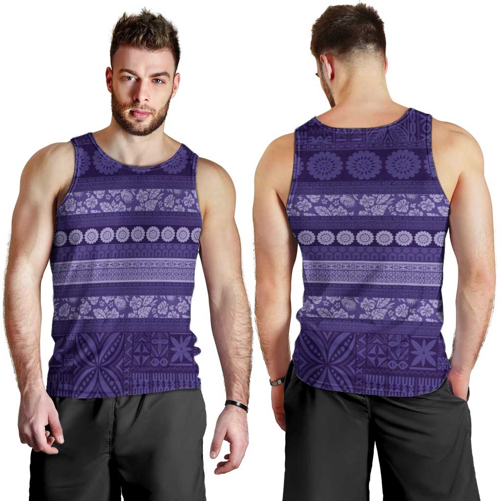 Fiji Marau na Kerisimasi Men Tank Top Purple Tapa Masi Inspired Christmas - Polynesian Pride