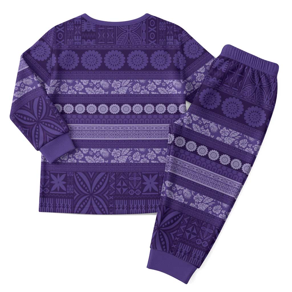 Fiji Marau na Kerisimasi Christmas Pajama Set Purple Tapa Masi Inspired Christmas - Polynesian Pride
