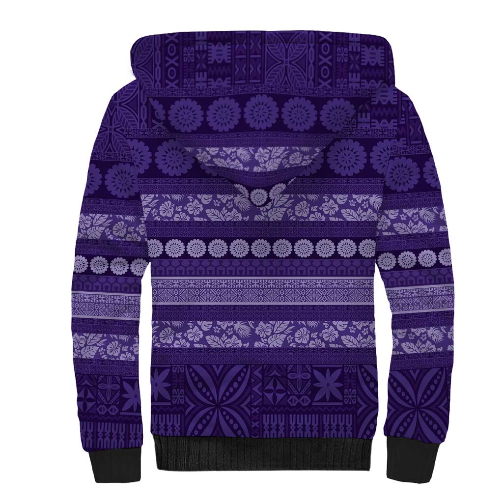 Fiji Marau na Kerisimasi Sherpa Hoodie Purple Tapa Masi Inspired Christmas - Polynesian Pride