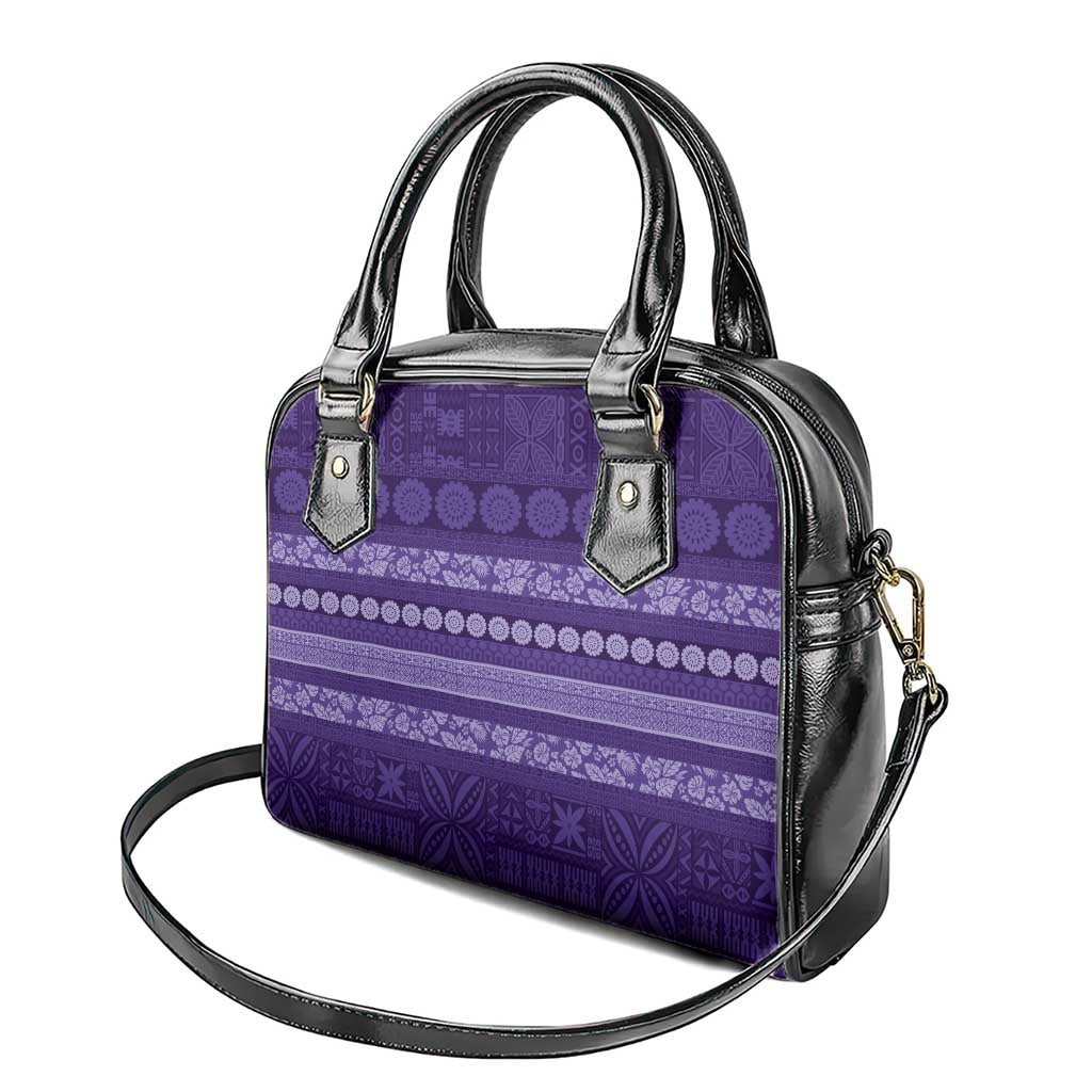Fiji Marau na Kerisimasi Shoulder Handbag Purple Tapa Masi Inspired Christmas - Polynesian Pride