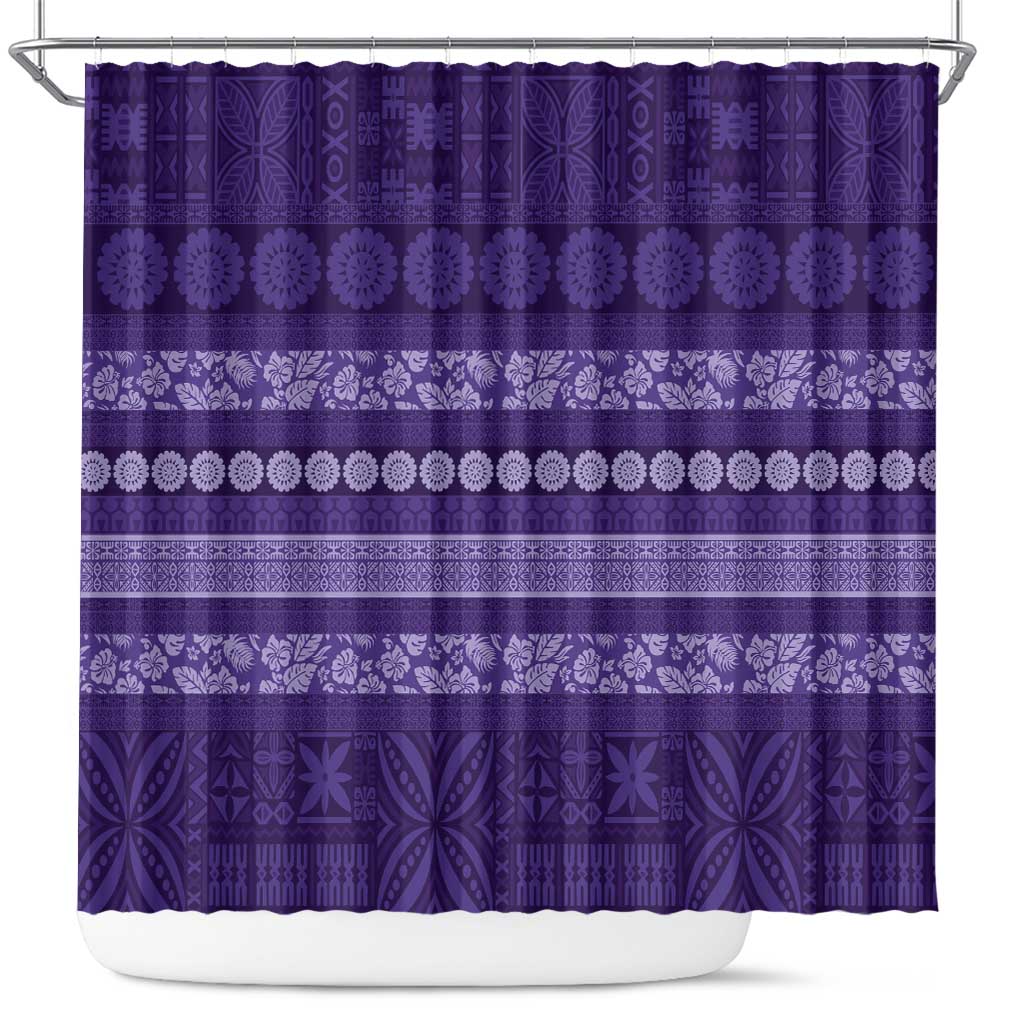 Fiji Marau na Kerisimasi Shower Curtain Purple Tapa Masi Inspired Christmas - Polynesian Pride