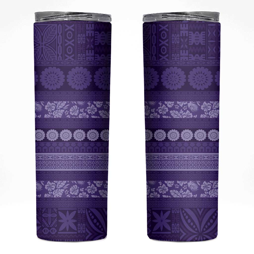 Fiji Marau na Kerisimasi Skinny Tumbler Purple Tapa Masi Inspired Christmas - Polynesian Pride