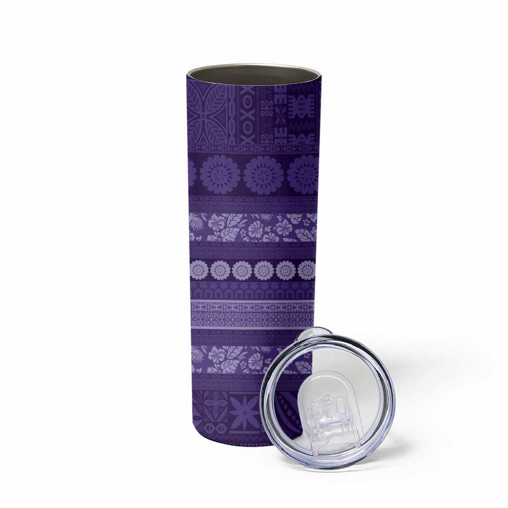Fiji Marau na Kerisimasi Skinny Tumbler Purple Tapa Masi Inspired Christmas - Polynesian Pride