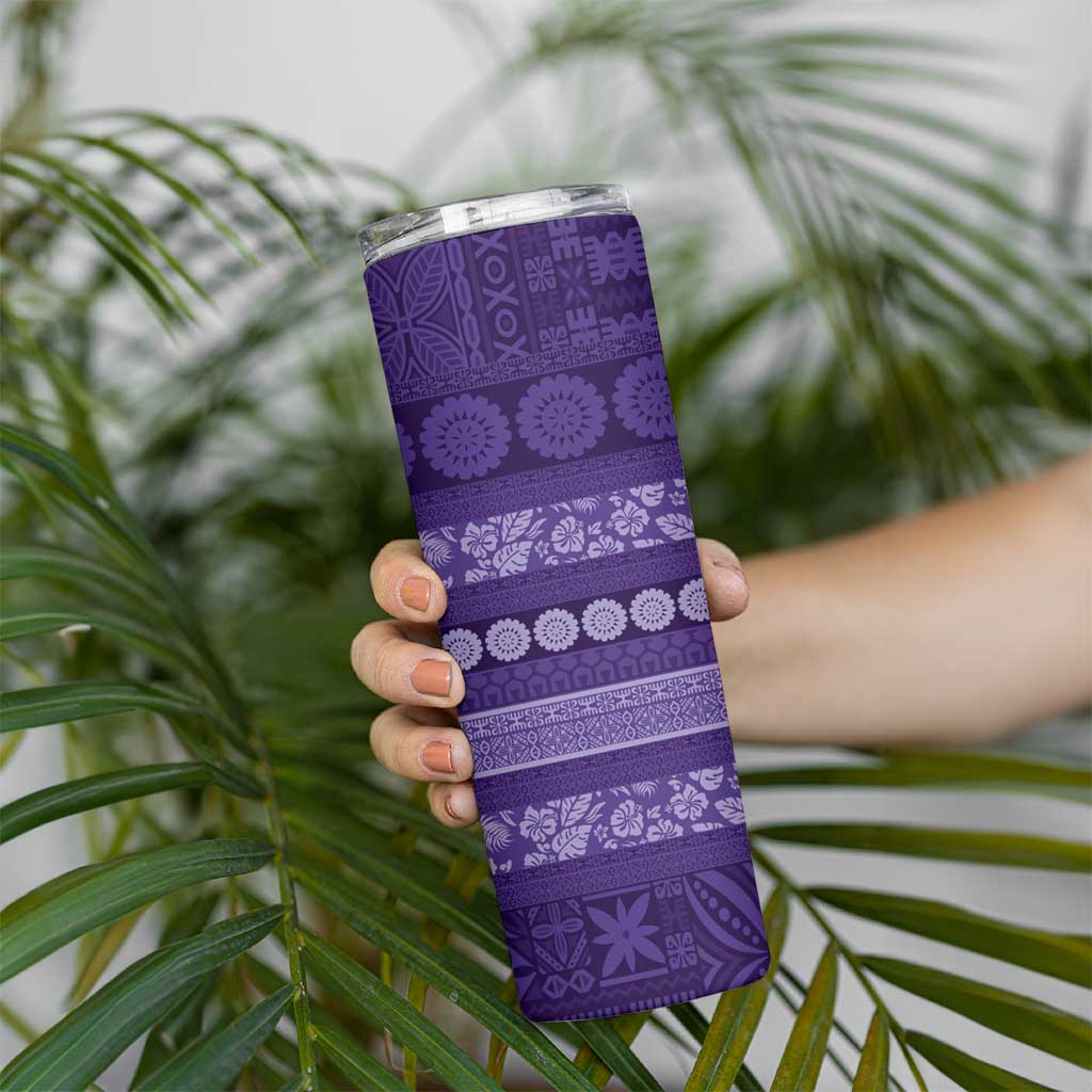 Fiji Marau na Kerisimasi Skinny Tumbler Purple Tapa Masi Inspired Christmas - Polynesian Pride